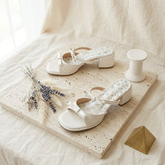 Aesthetic Single Strap Mid Heel Sandals - fairypeony