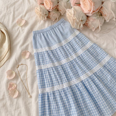 Vintage Plaid Print Maxi Skirt