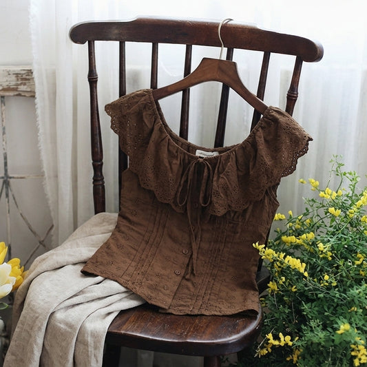 French Lace Ruffled Collar Blouse - fairypeony