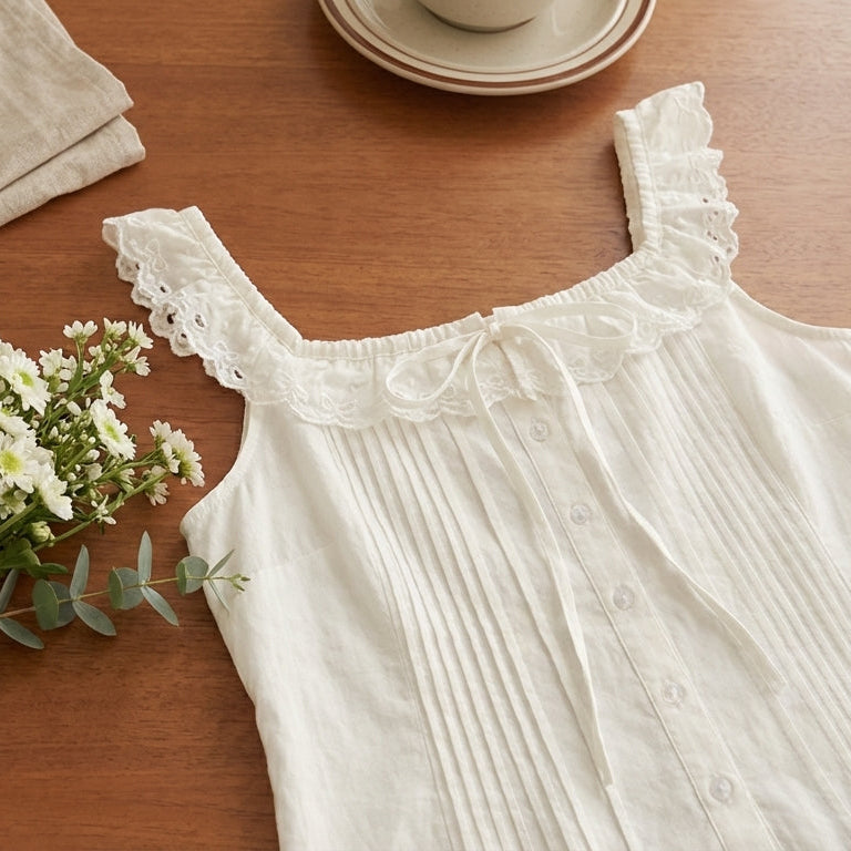 Aesthetic Ruffled Lace Collar Blouse - fairypeony