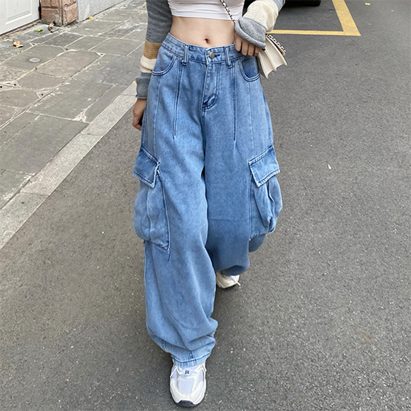 High Street Pocket Baggy Cargo Jeans - fairypeony