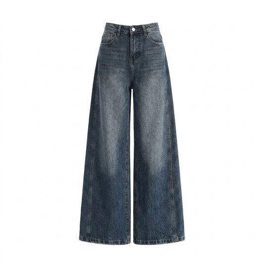 High-Waisted Wide-Leg Denim Pants – Washed Straight Jeans in 2 Lengths XS–XL