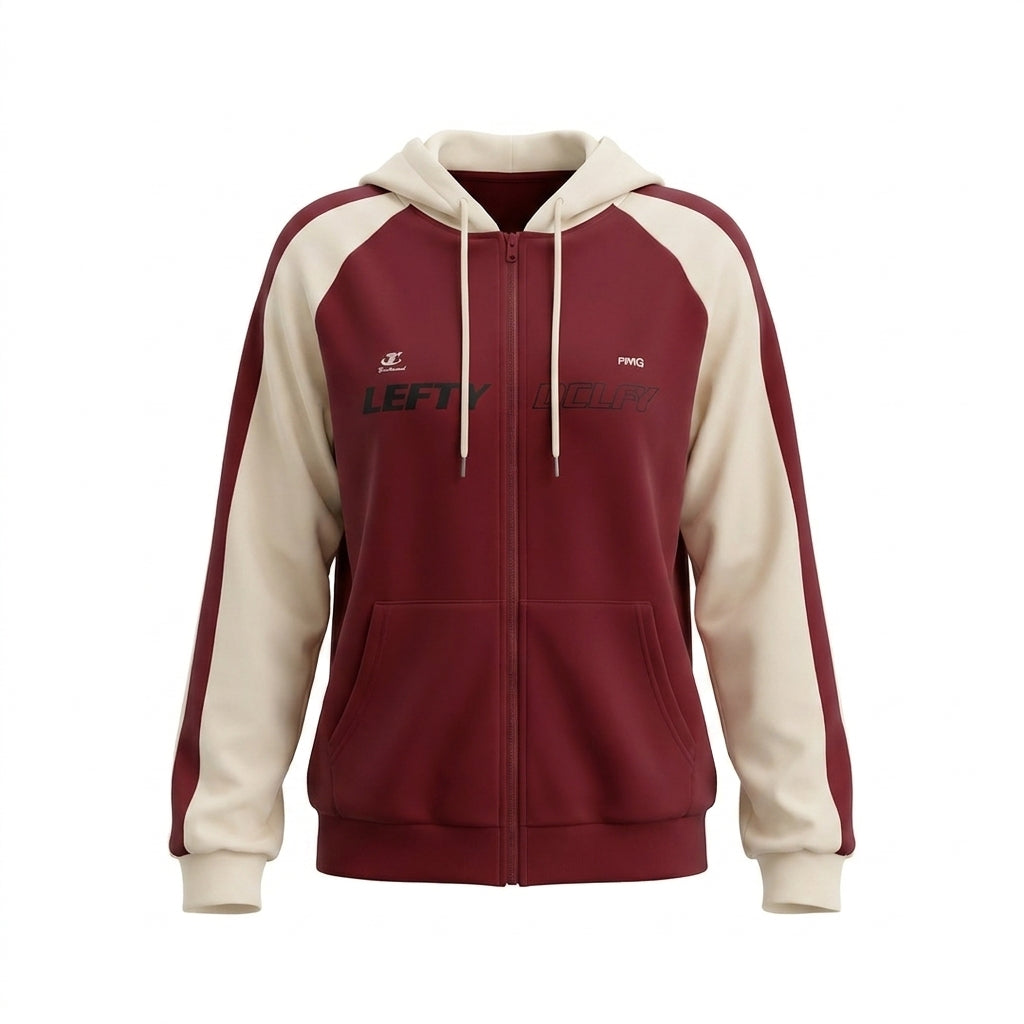 Vintage Color Block Zip Up Hoodie