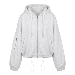 Solid Color Oversized Zip Up Hoodie