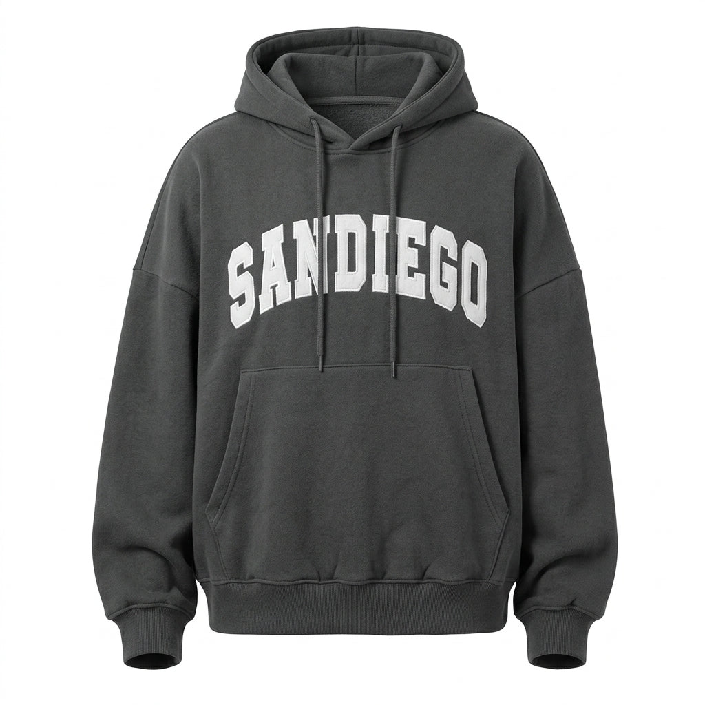 Vintage Embroidered Logo Oversized Hoodie