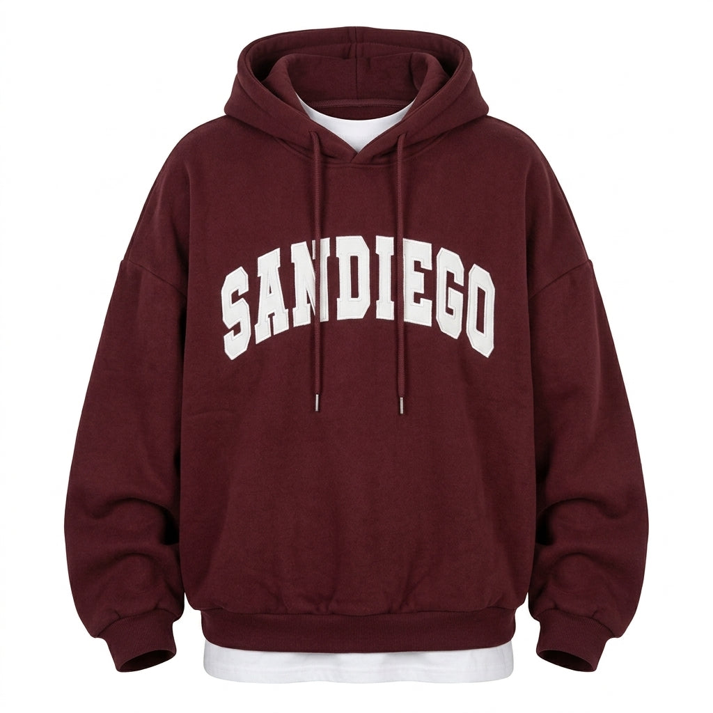 Vintage Embroidered Logo Oversized Hoodie
