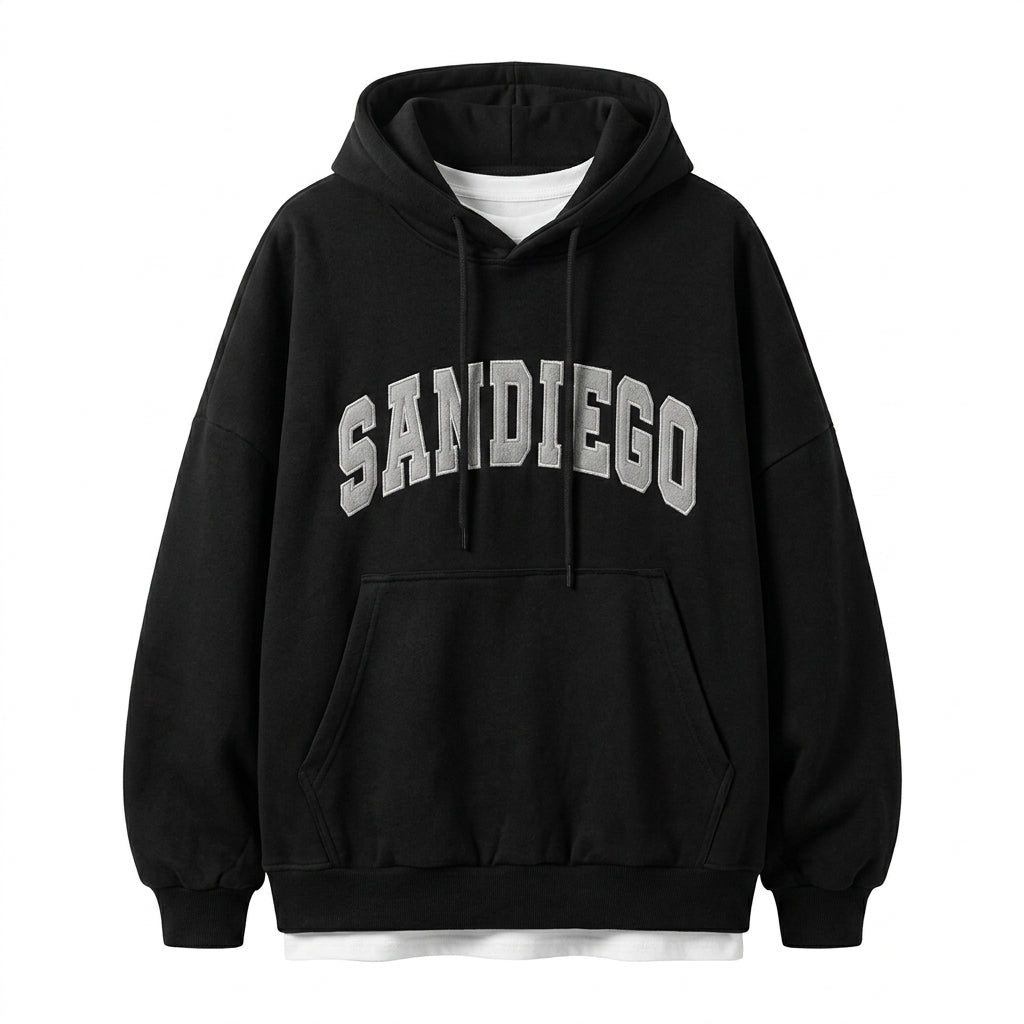 Vintage Embroidered Logo Oversized Hoodie