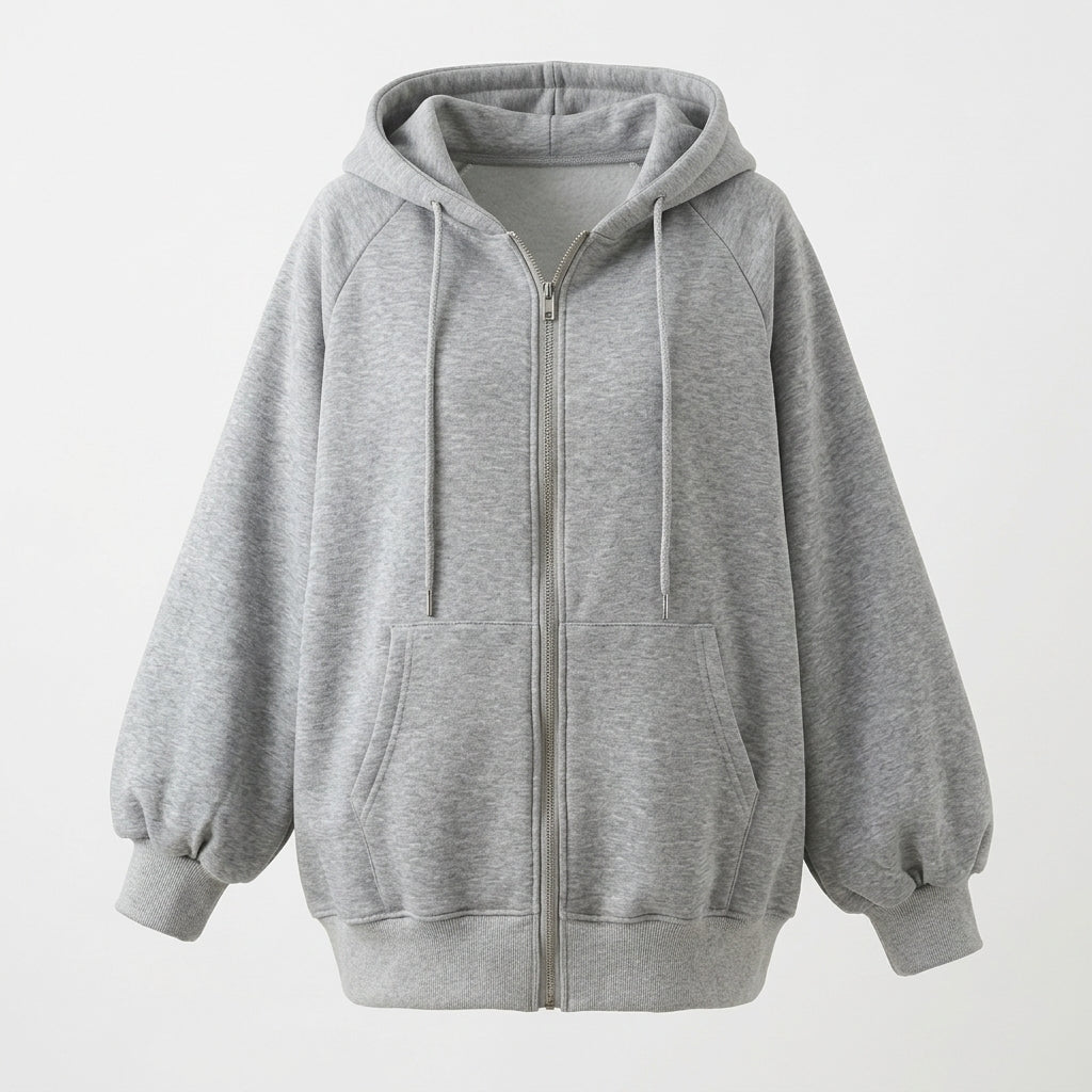 Fleece-Lined Hooded Sweatshirt Jacket – Thick Zip-Up Hoodie in 3 Colours