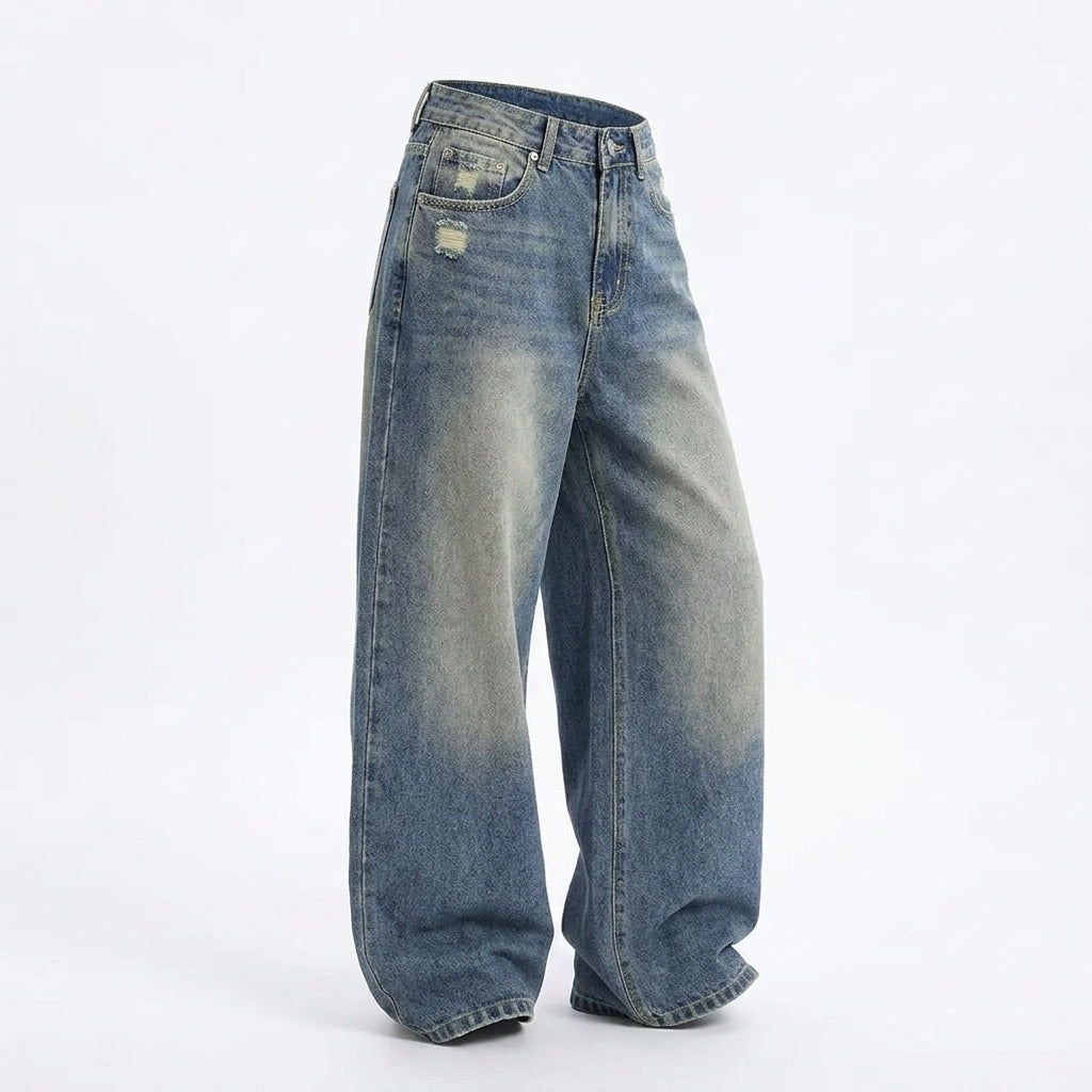 Vintage Distressed Wide Leg Jeans