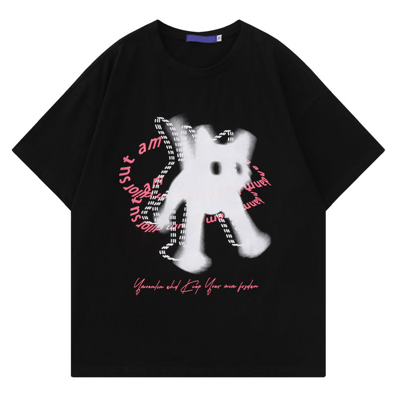 Kitten Print Letter Oversized T-shirt