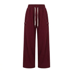 Korean Chic Wide-Leg Sweatpants – Diagonal Buckle Pocket Trousers in 5 Colours