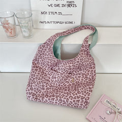 Korean Retro Leopard Print Suede Tote Bag
