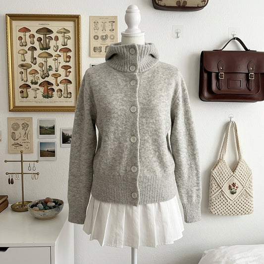 Korean Style Hooded Knit Cardigan and Shirt Set – Loose Fit Layered Knitwear