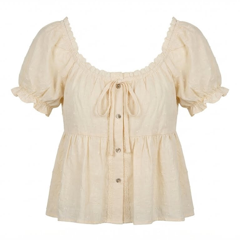 OOTD : Puff Blouse + Patchwork Ruffle Hem Skirt + Pu Leather Backpack + Mary Jane Work Shoes - fairypeony