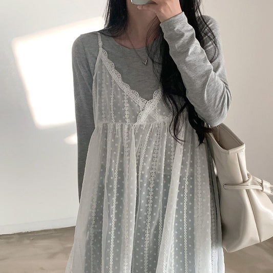 Lace Trim V-Neck Cami Dress