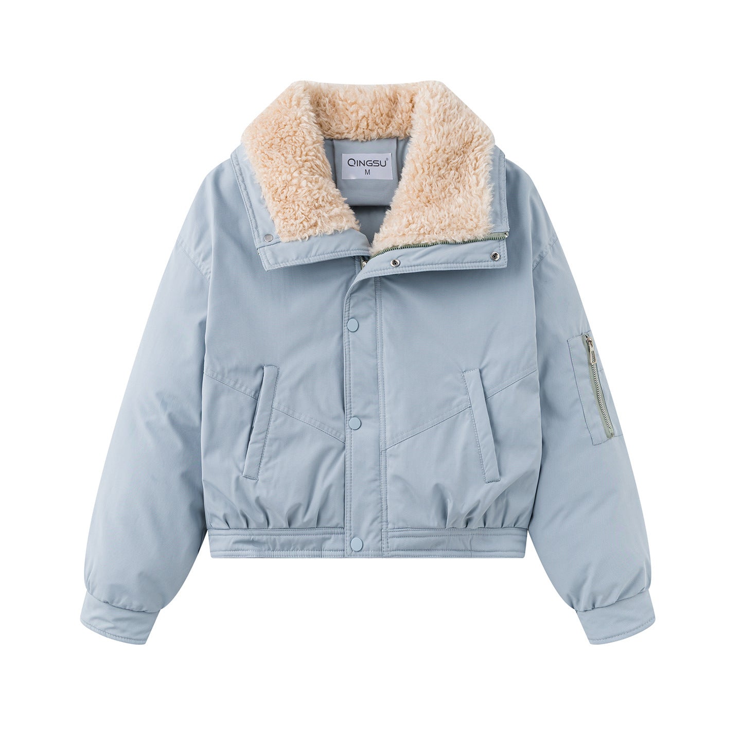 Lamb Wool Lapel Puffer Jacket