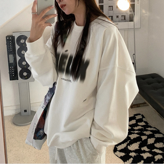 Letter Print Oversized Sweatshirt - fairypeony