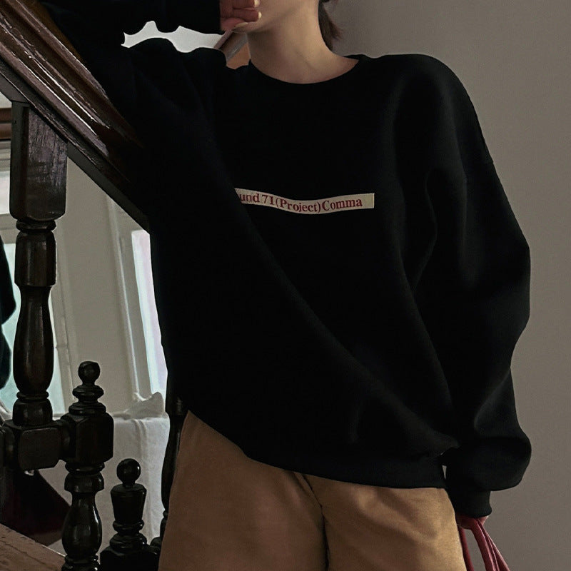 Letter Print Oversized Pullover Sweatshirt