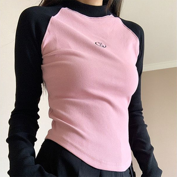 Logo Emroidered Raglan Long Sleeve Tee - fairypeony