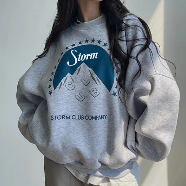 Logo Print Pullover Sweatshirt - fairypeony