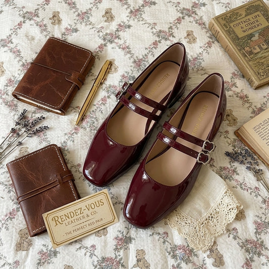 V-Neck Ruffled Blouse + High Waist Washed Baggy Jeans + Mary Jane Work Shoes + Mini Pu Leather Backpack - fairypeony