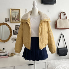 Lamb Wool Lapel Puffer Jacket
