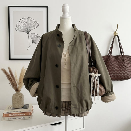 Casual Short Jacket – Lapel Single-Breasted Loose Fit Everyday Coat