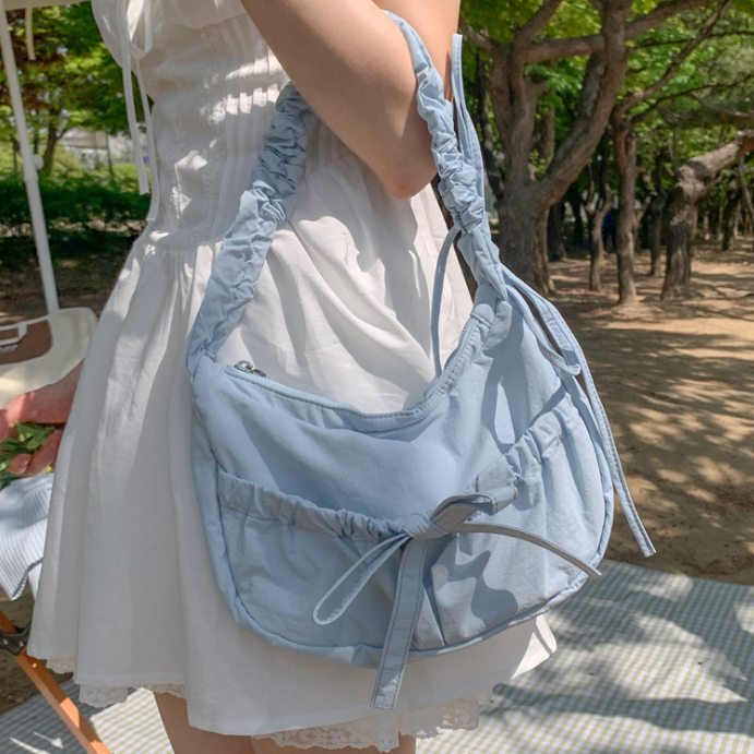 Mini Wrinkle Bowknot Shoulder Bag