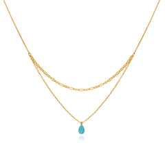 Blue Water Drop Double-layer Necklace