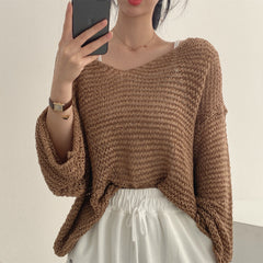 Vintage Long Sleeve Loose Knitted Tee