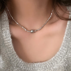 Galaxy Silver Pearl Necklace