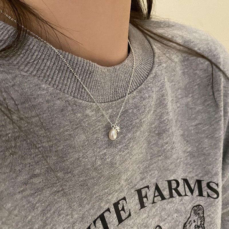 Double-layer Pearl Camellia Necklace - fairypeony