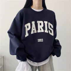 Round Neck Letter Print Oversized Pullover Sweatshirt