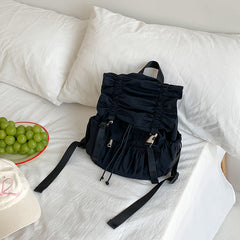 Solid Color Ruffled Backpack