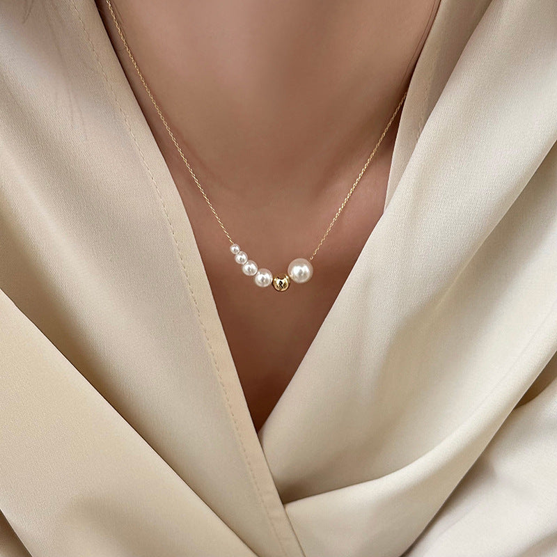 Double-layer Pearl Camellia Necklace - fairypeony