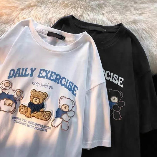 Embroidered Cartoon Beer Oversized T-shirt