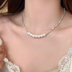 Galaxy Silver Pearl Necklace