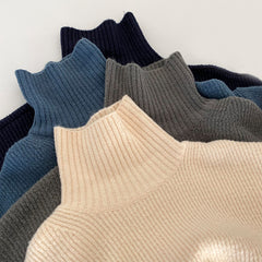 Dark Academia Solid Color High Neck Sweater