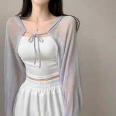 Thin Suspender Tied Cardigan