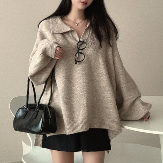 Polo Collar Mid Length Oversized Sweater