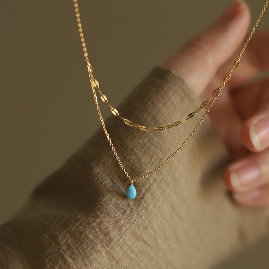 Blue Water Drop Double-layer Necklace