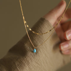 Blue Water Drop Double-layer Necklace