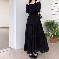 Solid Color Fairy Umbrella Maxi Skirt