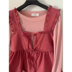 Small Belly Covering Casual Ruffle Sleeveless Western Style Two-piece Suit
