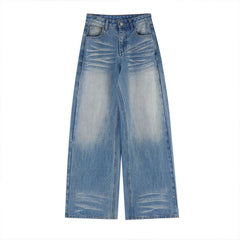 Vintage Light Wash Straight Wide Leg Jeans