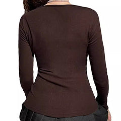 Stitching Lace Bow Knot Square Collar Knitted Tee