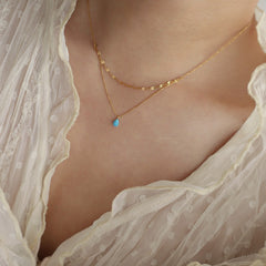 Blue Water Drop Double-layer Necklace
