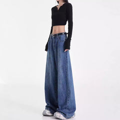 Vintage Retro Washed Straight Jeans