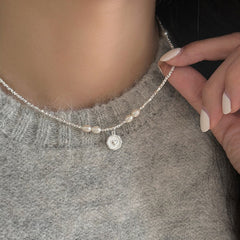 Galaxy Silver Pearl Necklace