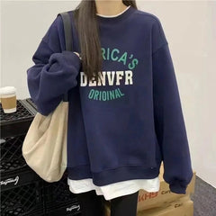 Vintage Round Neck Letter Embroidered Sweatshirt - fairypeony